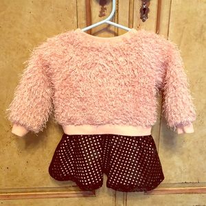 Calvin Klein Dress Leather Skirt Sweater Top